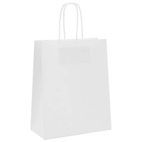 Produktbild för Papperspåsar 250 st med handtag vit 18x8x22 cm