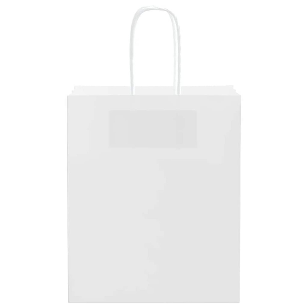 Produktbild för Papperspåsar 250 st med handtag vit 18x8x22 cm