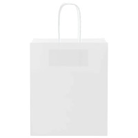 Produktbild för Papperspåsar 250 st med handtag vit 18x8x22 cm
