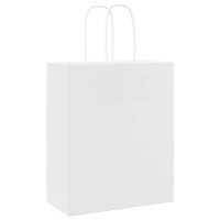 Produktbild för Papperspåsar 250 st med handtag vit 18x8x22 cm