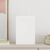 Produktbild för Papperspåsar 250 st med handtag vit 21x11x31 cm