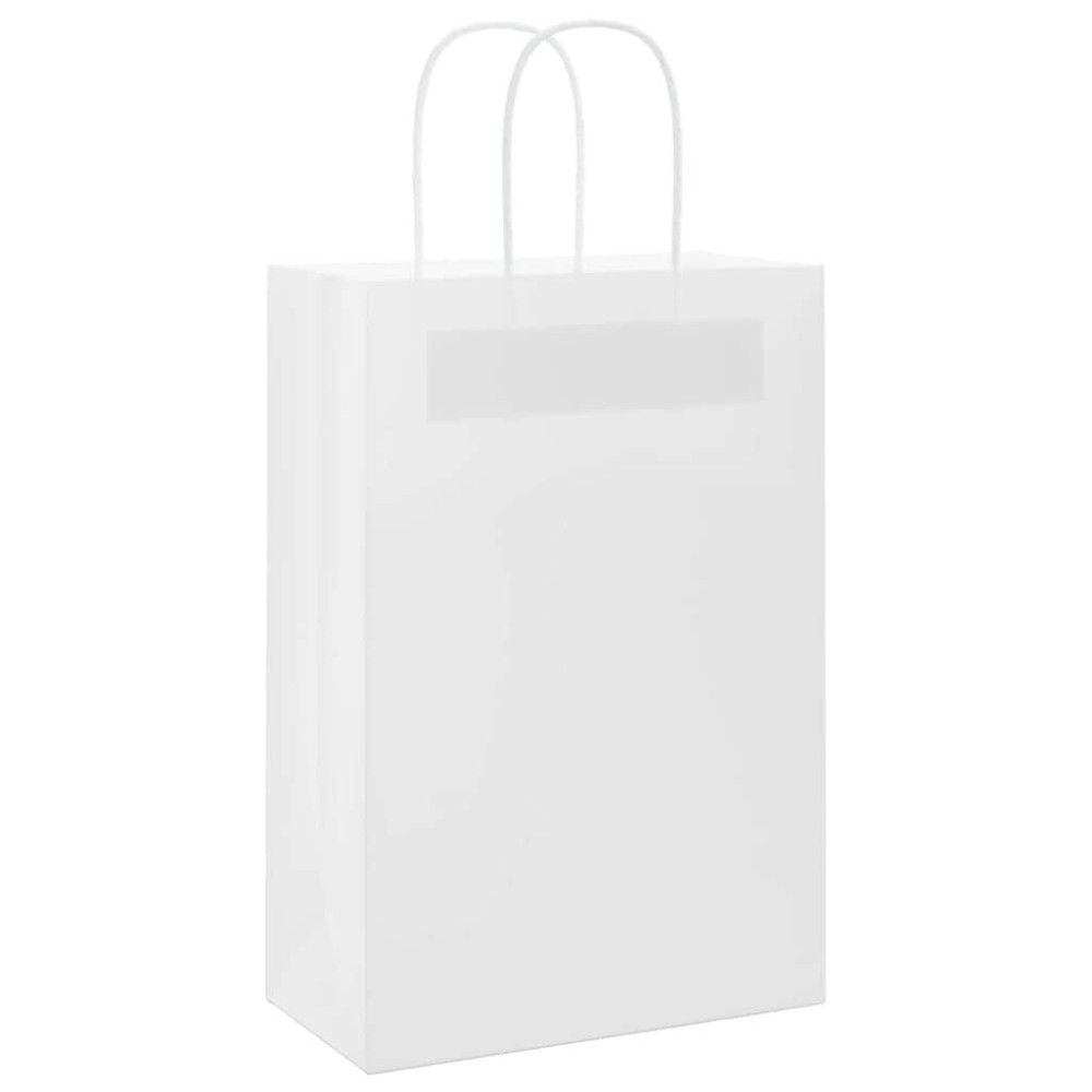 Produktbild för Papperspåsar 250 st med handtag vit 21x11x31 cm