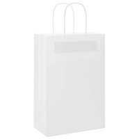 Produktbild för Papperspåsar 250 st med handtag vit 21x11x31 cm