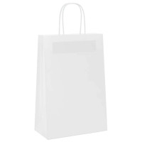 Produktbild för Papperspåsar 250 st med handtag vit 21x11x31 cm