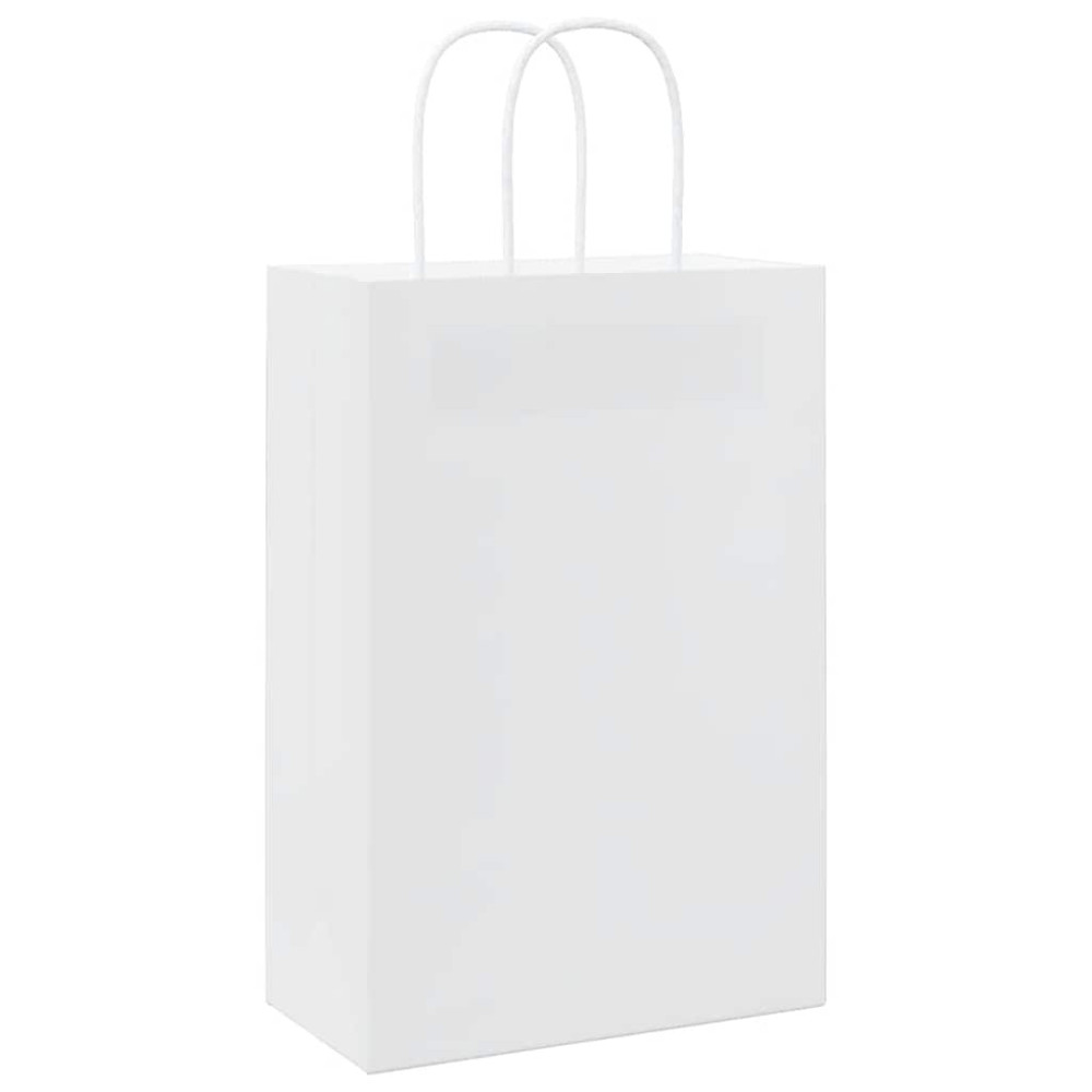 Produktbild för Papperspåsar 250 st med handtag vit 21x11x31 cm