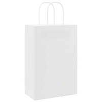 Produktbild för Papperspåsar 250 st med handtag vit 21x11x31 cm