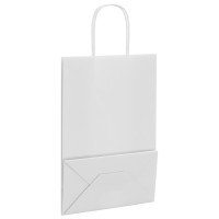 Produktbild för Papperspåsar 250 st med handtag vit 21x11x31 cm