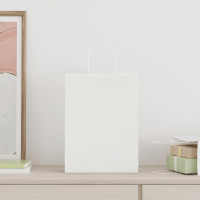 Produktbild för Papperspåsar 250 st med handtag vit 26x12x35 cm