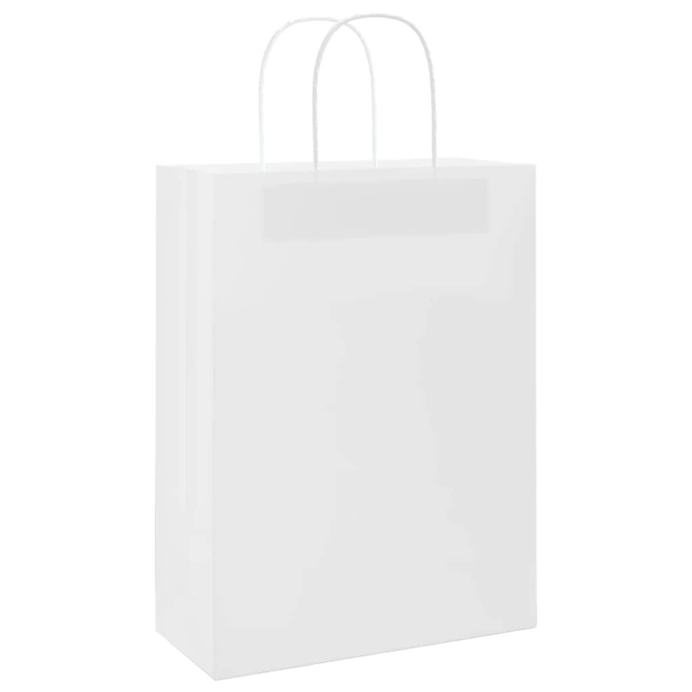 Produktbild för Papperspåsar 250 st med handtag vit 26x12x35 cm