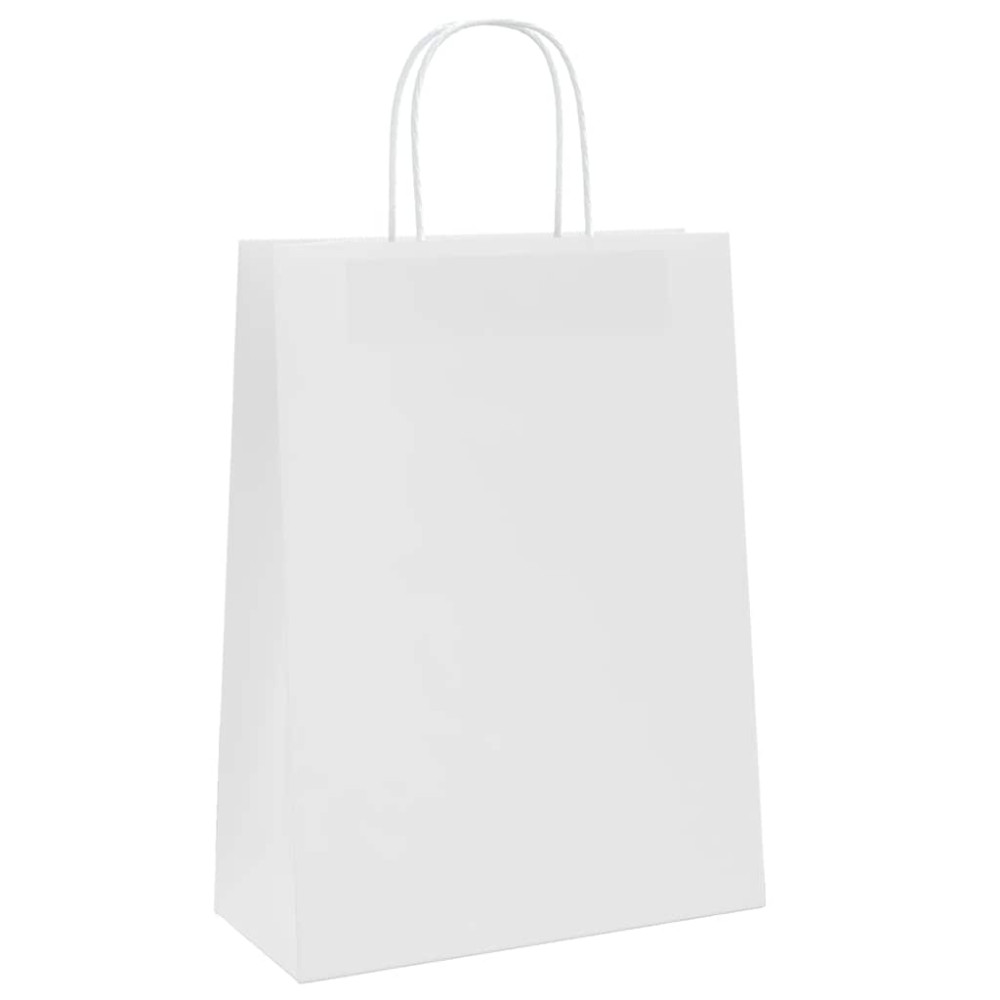 Produktbild för Papperspåsar 250 st med handtag vit 26x12x35 cm