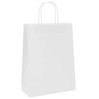 Produktbild för Papperspåsar 250 st med handtag vit 26x12x35 cm
