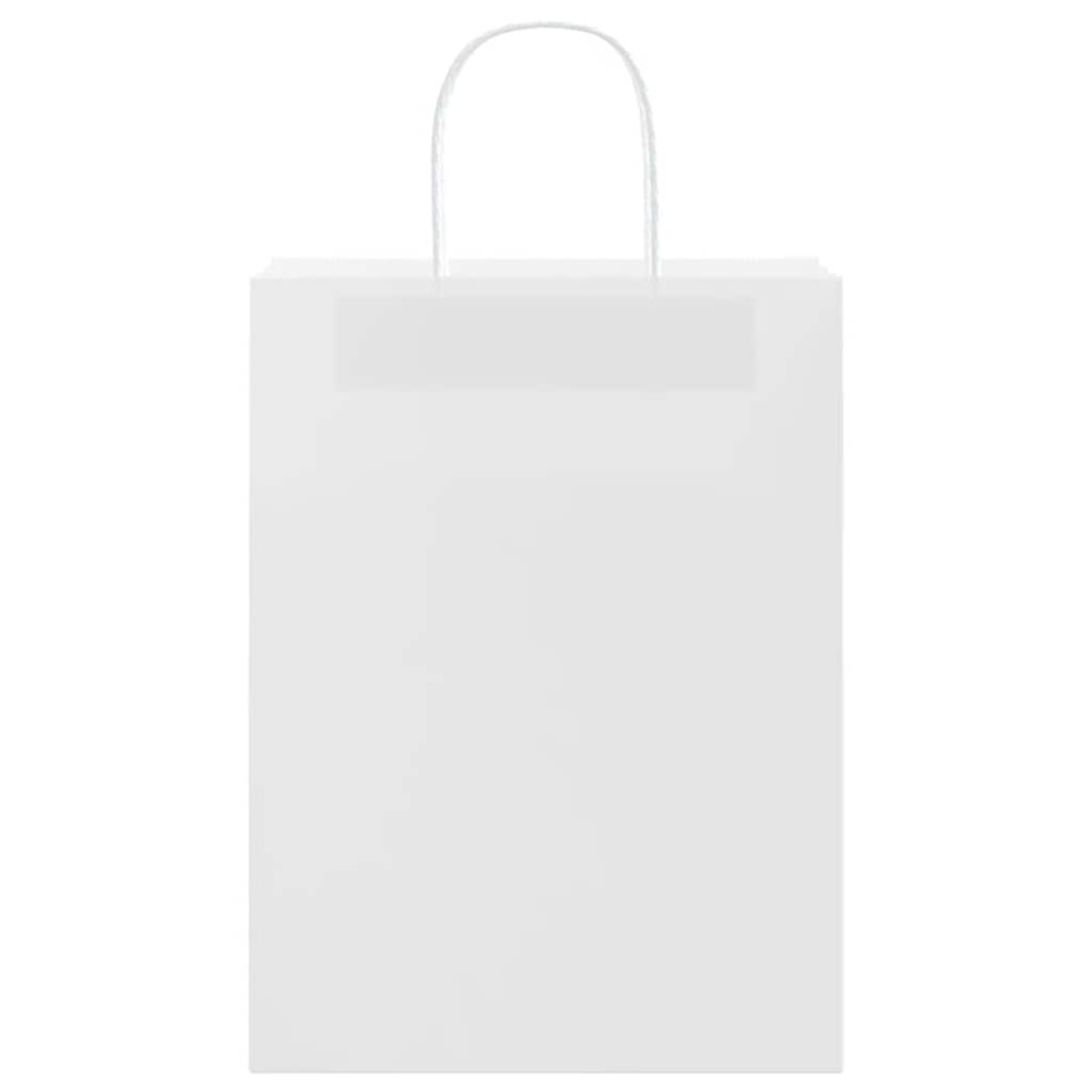 Produktbild för Papperspåsar 250 st med handtag vit 26x12x35 cm