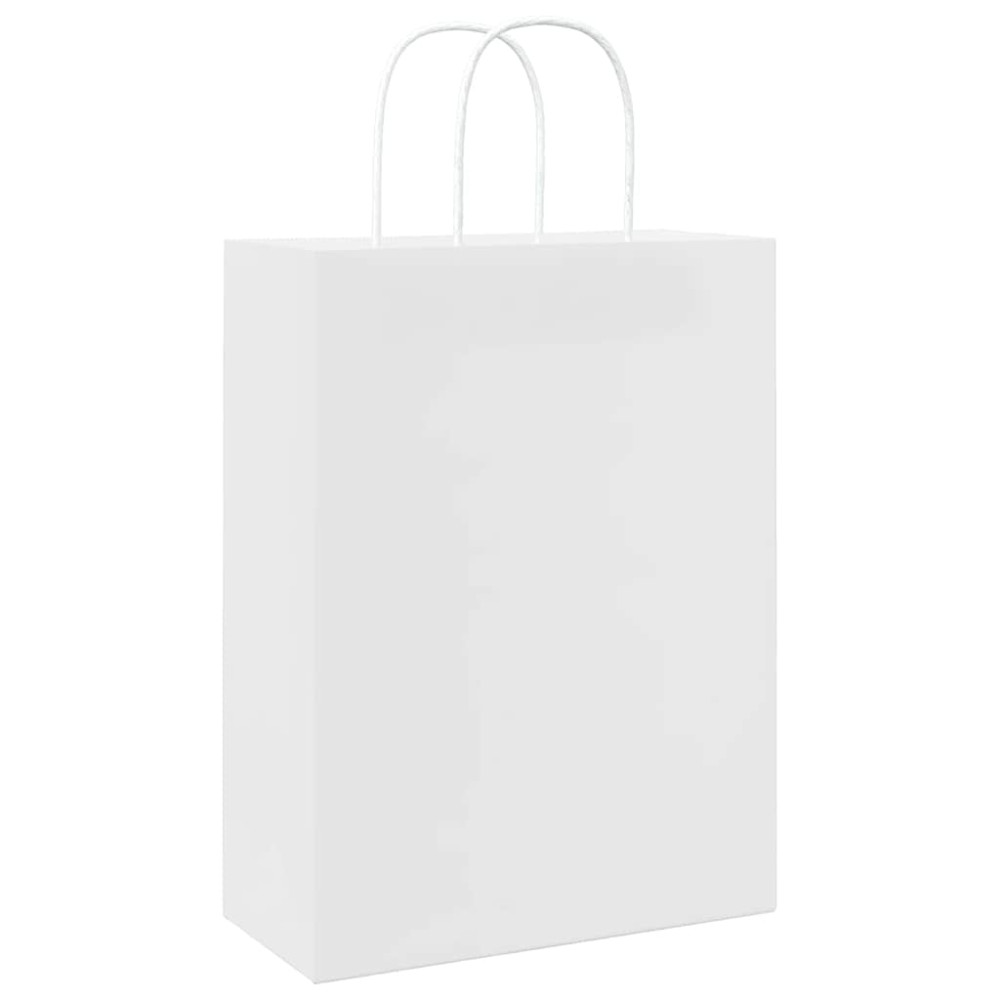 Produktbild för Papperspåsar 250 st med handtag vit 26x12x35 cm