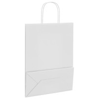 Produktbild för Papperspåsar 250 st med handtag vit 26x12x35 cm