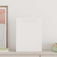 Produktbild för Papperspåsar 250 st med handtag vit 32x12x42 cm