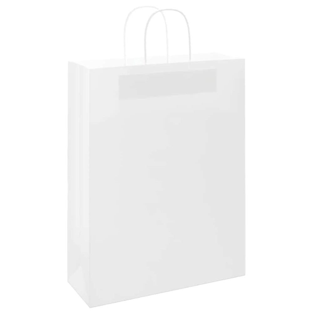 Produktbild för Papperspåsar 250 st med handtag vit 32x12x42 cm