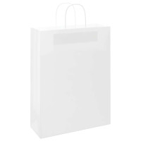 Produktbild för Papperspåsar 250 st med handtag vit 32x12x42 cm