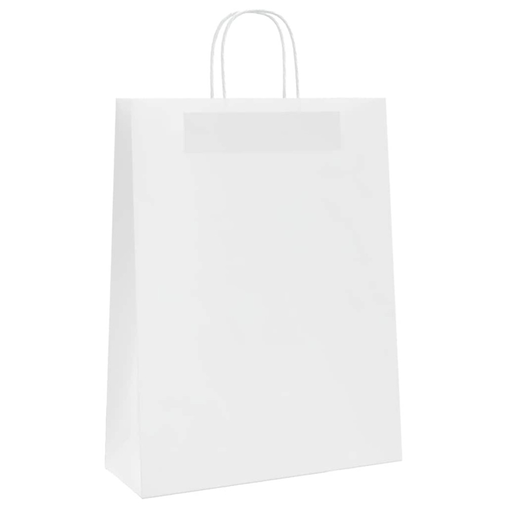 Produktbild för Papperspåsar 250 st med handtag vit 32x12x42 cm