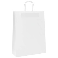 Produktbild för Papperspåsar 250 st med handtag vit 32x12x42 cm