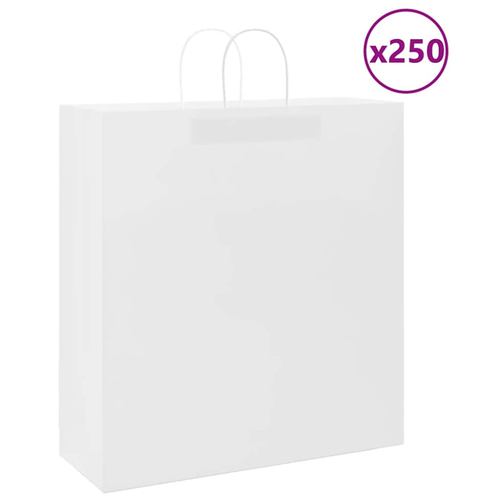 Produktbild för Papperspåsar 250 st med handtag vit 45x17x48 cm