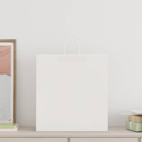 Produktbild för Papperspåsar 250 st med handtag vit 45x17x48 cm