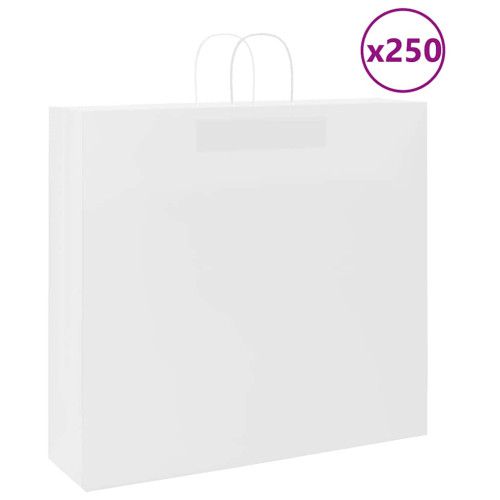 vidaXL Papperspåsar 250 st med handtag vit 54x15x49 cm