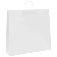 Produktbild för Papperspåsar 250 st med handtag vit 54x15x49 cm
