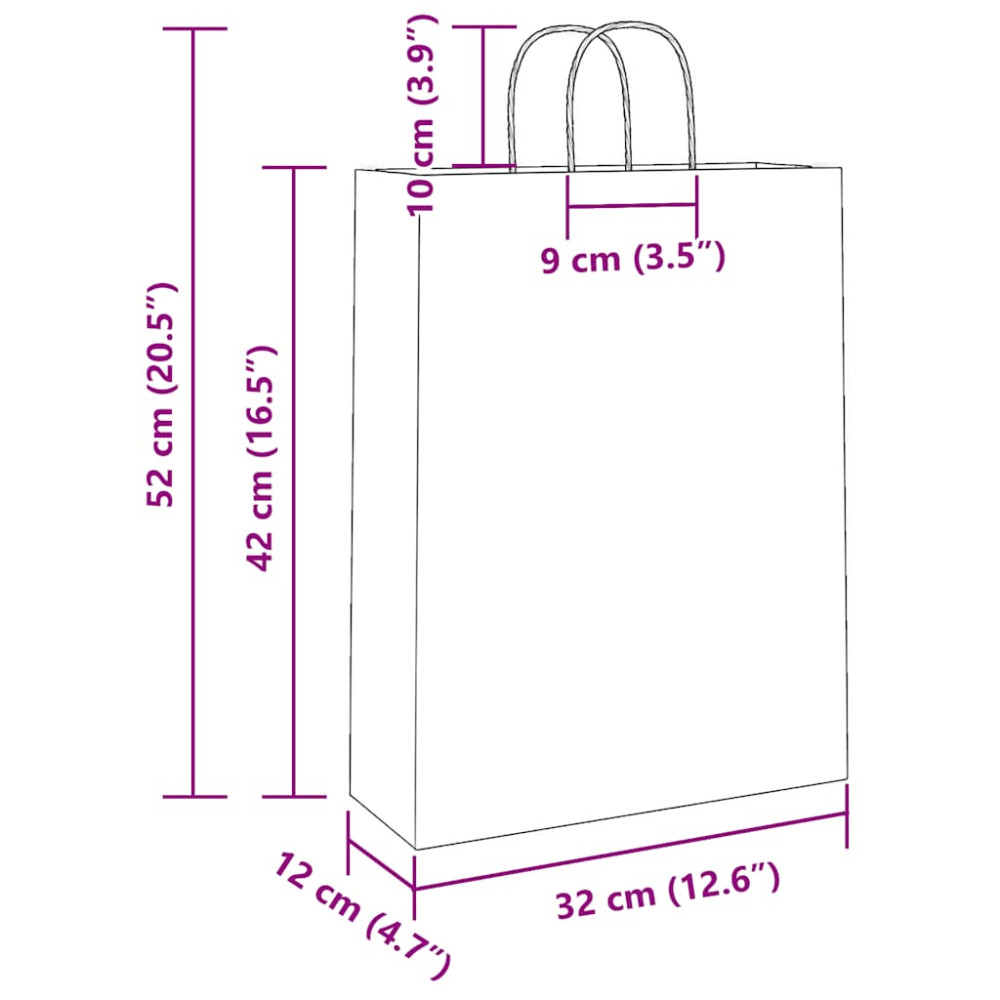 Produktbild för Papperspåsar 250 st med handtag svart 32x12x42 cm