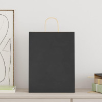 Produktbild för Papperspåsar 250 st med handtag svart 32x12x42 cm