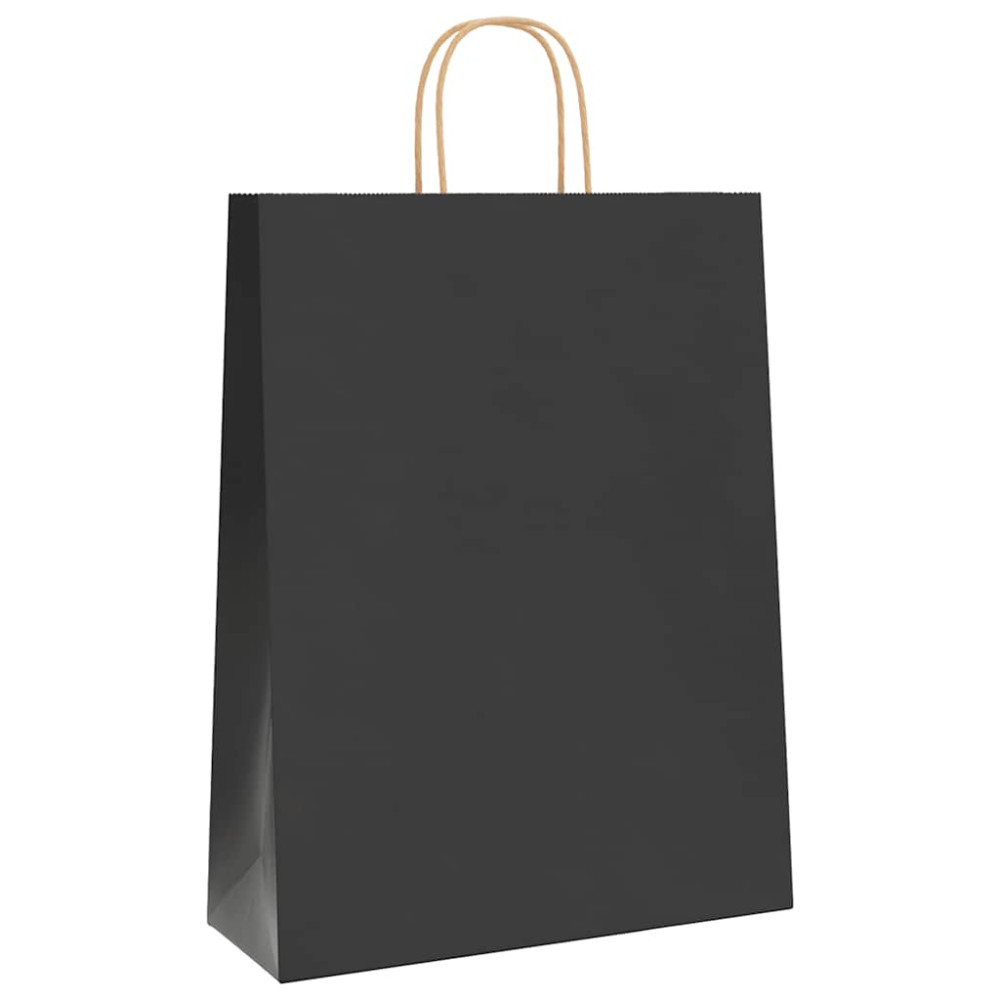Produktbild för Papperspåsar 250 st med handtag svart 32x12x42 cm