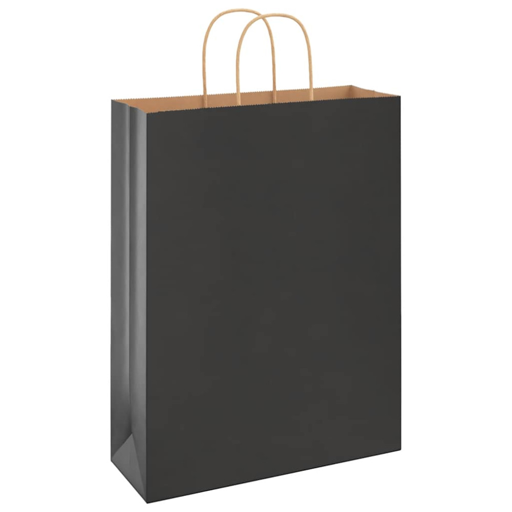 Produktbild för Papperspåsar 250 st med handtag svart 32x12x42 cm