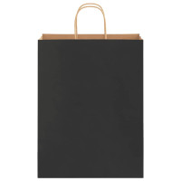 Produktbild för Papperspåsar 250 st med handtag svart 32x12x42 cm