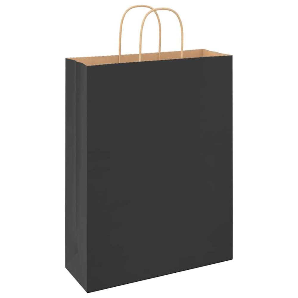Produktbild för Papperspåsar 250 st med handtag svart 32x12x42 cm