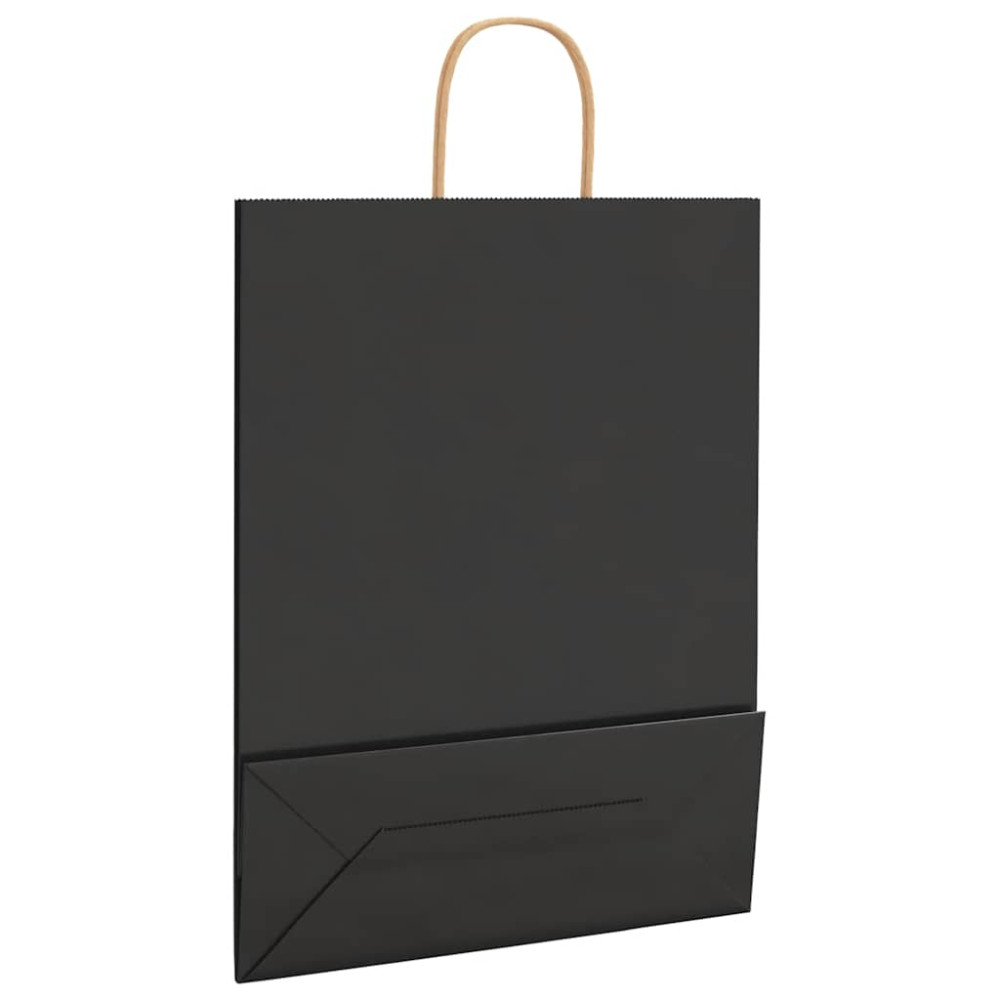 Produktbild för Papperspåsar 250 st med handtag svart 32x12x42 cm