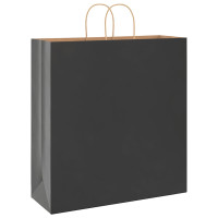 Produktbild för Papperspåsar 250 st med handtag svart 45x17x48 cm