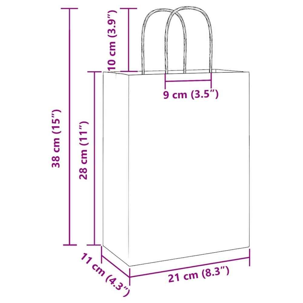 Produktbild för Papperspåsar 50 st med handtag rosa 21x11x28 cm