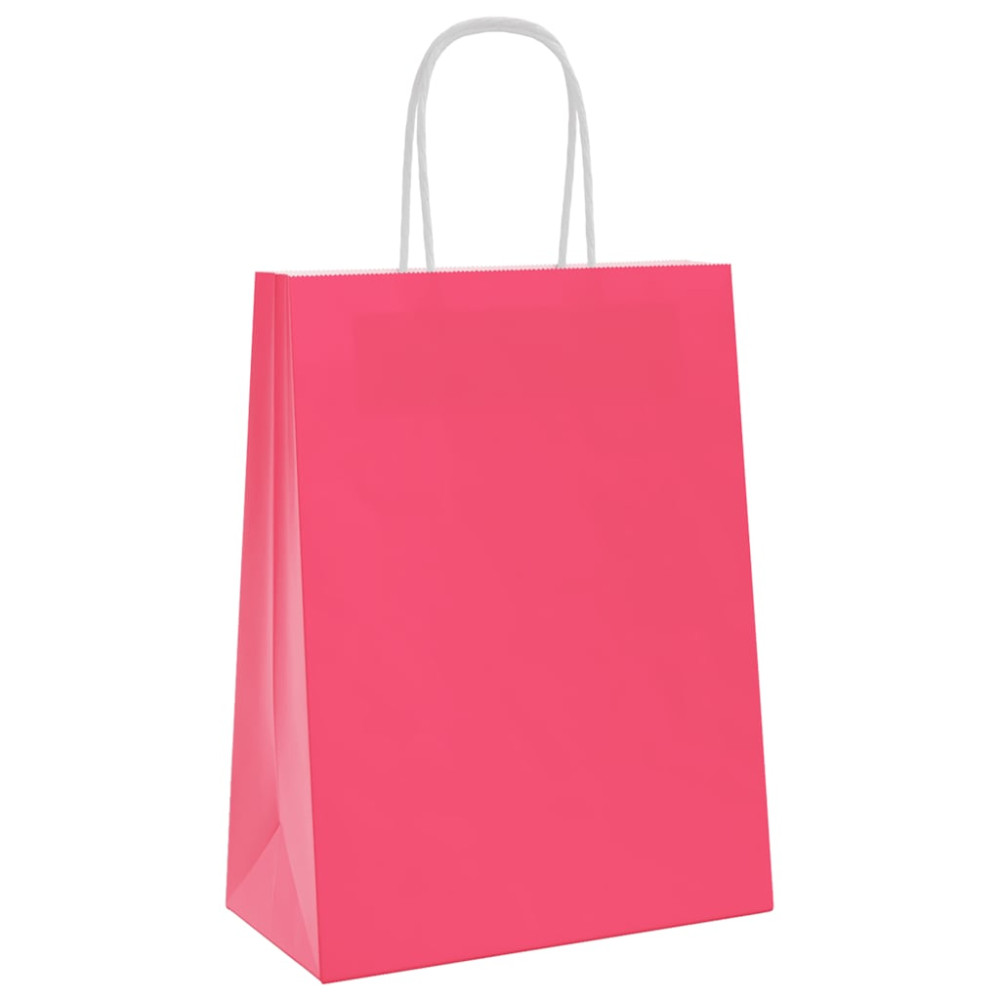 Produktbild för Papperspåsar 50 st med handtag rosa 21x11x28 cm