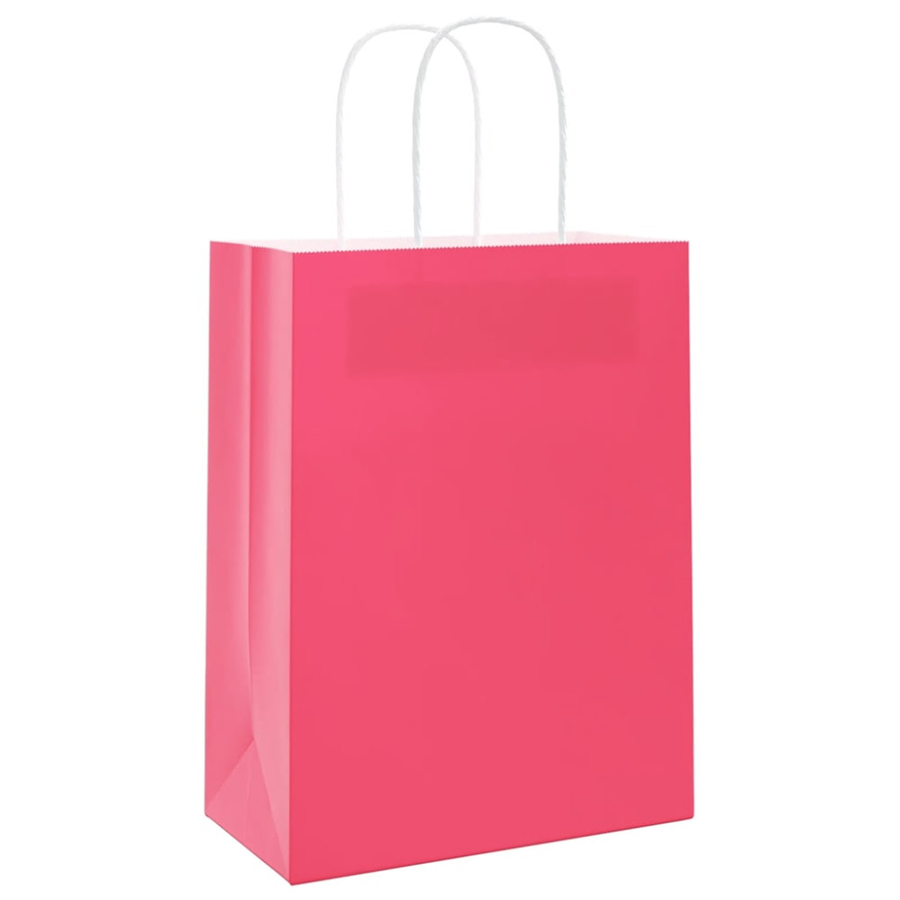 Produktbild för Papperspåsar 50 st med handtag rosa 21x11x28 cm