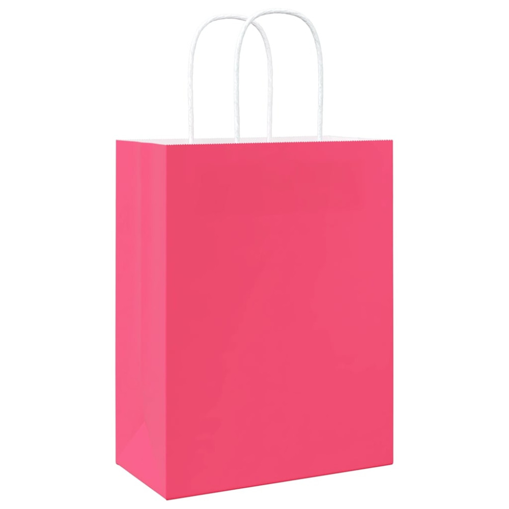 Produktbild för Papperspåsar 50 st med handtag rosa 21x11x28 cm