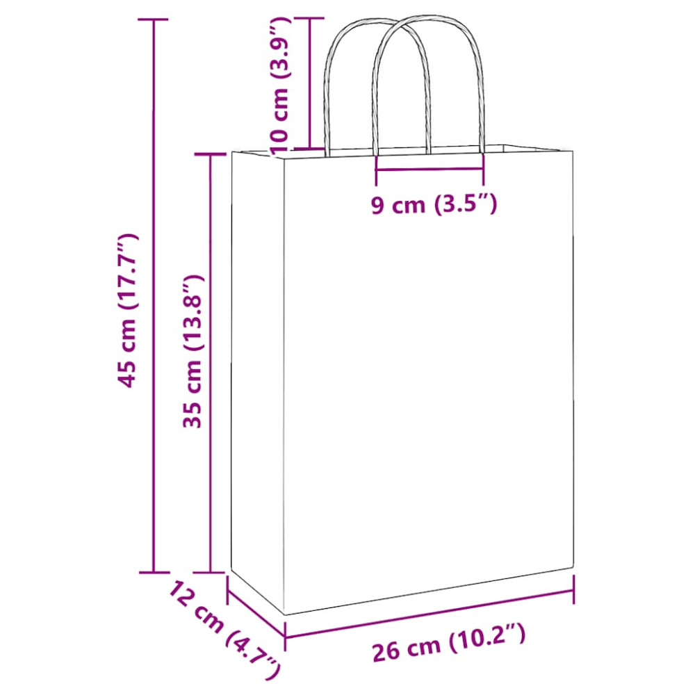 Produktbild för Papperspåsar 50 st med handtag rosa 26x12x35 cm