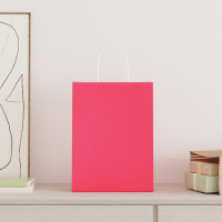 Produktbild för Papperspåsar 50 st med handtag rosa 26x12x35 cm
