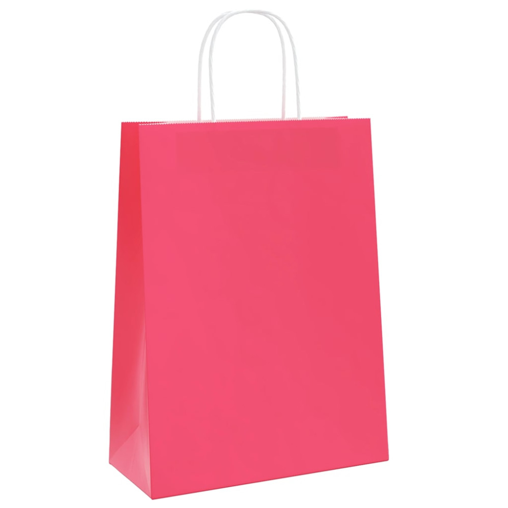 Produktbild för Papperspåsar 50 st med handtag rosa 26x12x35 cm
