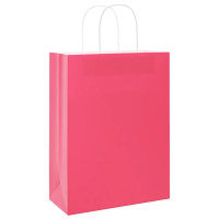 Produktbild för Papperspåsar 50 st med handtag rosa 26x12x35 cm