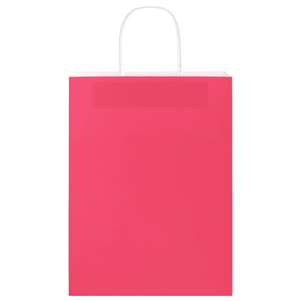 Produktbild för Papperspåsar 50 st med handtag rosa 26x12x35 cm