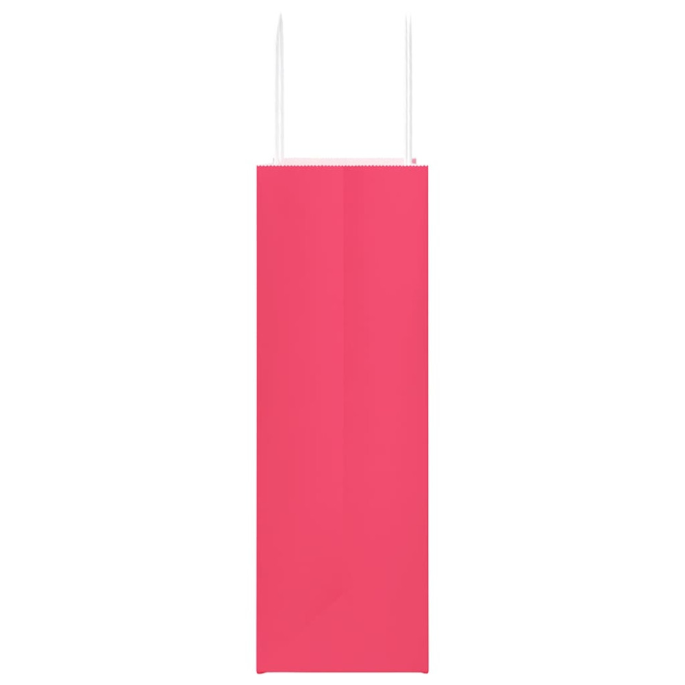 Produktbild för Papperspåsar 50 st med handtag rosa 26x12x35 cm