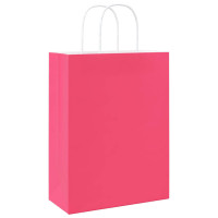 Produktbild för Papperspåsar 50 st med handtag rosa 26x12x35 cm