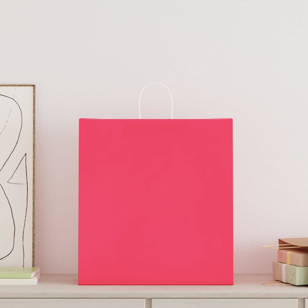 Produktbild för Papperspåsar 50 st med handtag rosa 45x17x48 cm