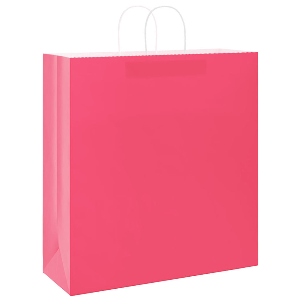 Produktbild för Papperspåsar 50 st med handtag rosa 45x17x48 cm