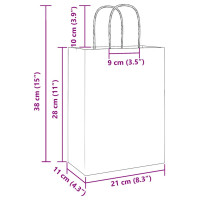 Produktbild för Papperspåsar 250 st med handtag rosa 21x11x28 cm