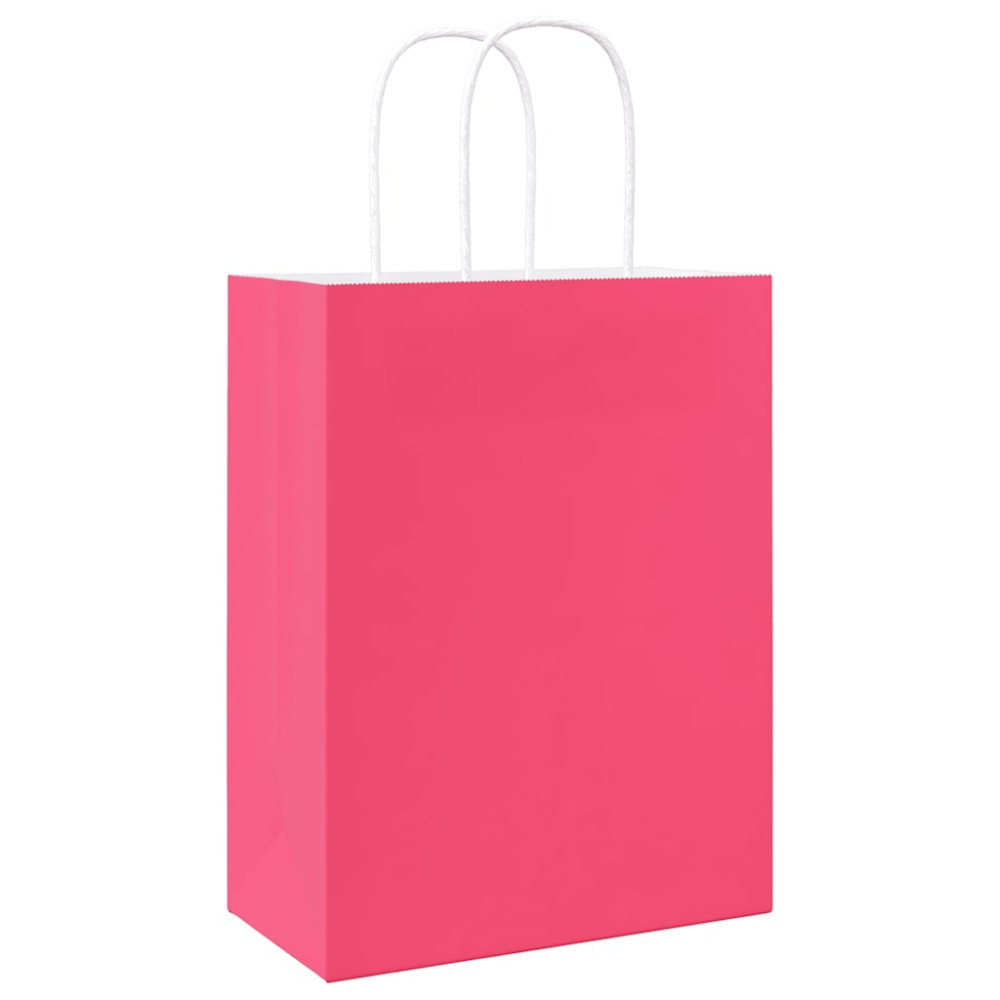 Produktbild för Papperspåsar 250 st med handtag rosa 21x11x28 cm